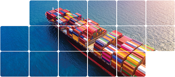 Container ship at sea