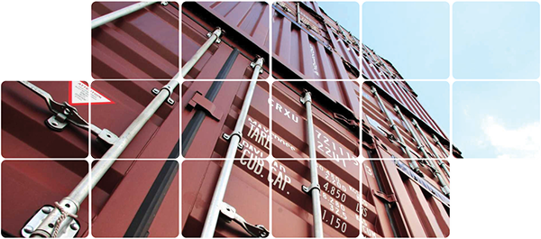 Containers stacked high